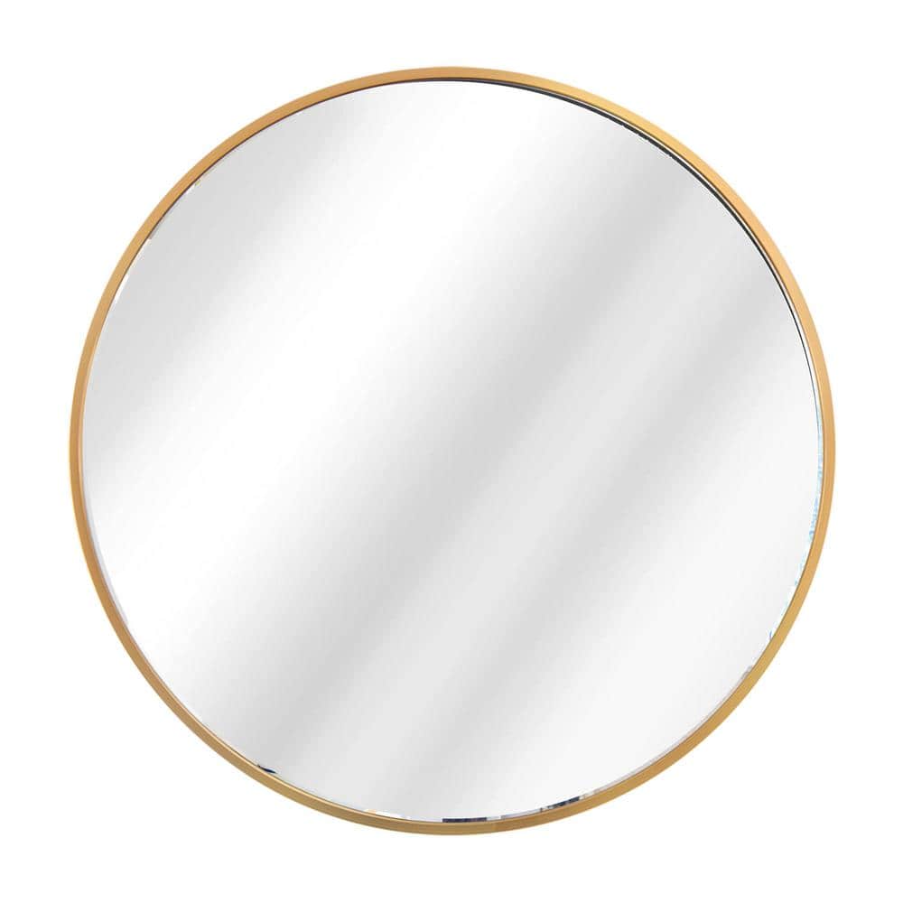 31.5 in. H x 31.5 in. W Round Gold Metal Frame Wall Mirror