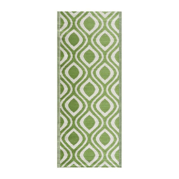 Venice Green Creme 2 ft. 3 in. x 6 ft. Reversible Recycled Plastic Indoor/Outdoor Area Rug