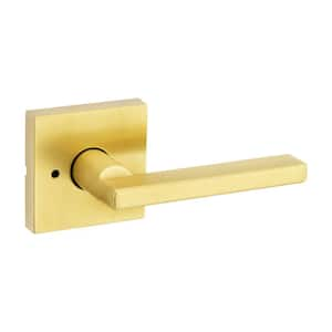 Halifax Square Satin Brass Privacy Bed Bath Door Handle Lever