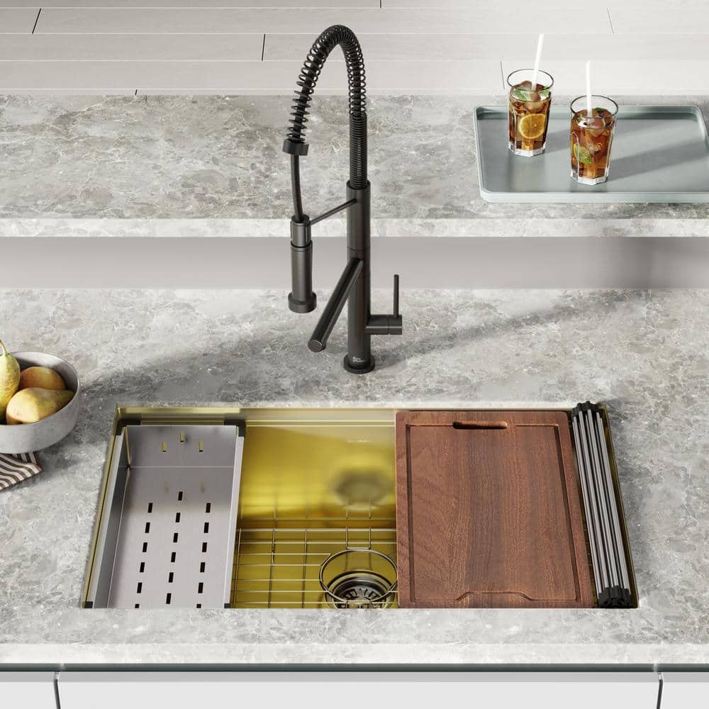 Tourner 32" Gold Stainless Steel Single Basin Farmhouse Sink