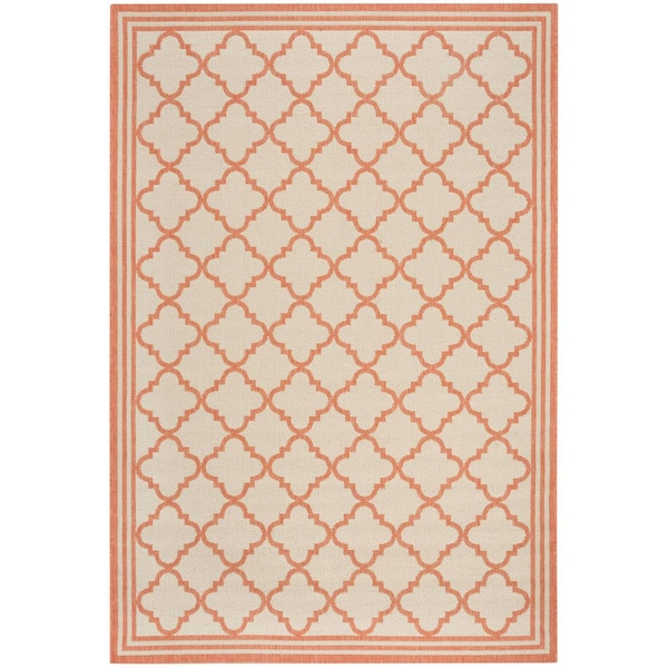 SAFAVIEH Linden Cream/Rust 5 ft. x 8 ft. Border Geometric Trellis Area Rug