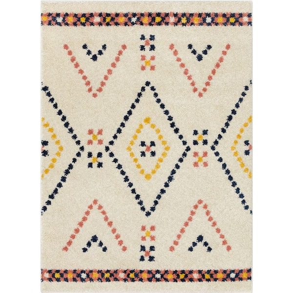 Well Woven Gigi Puma Moroccan Tribal Shag Ivory 7 ft. 10 in. x 9 ft. 10 in. Area Rug