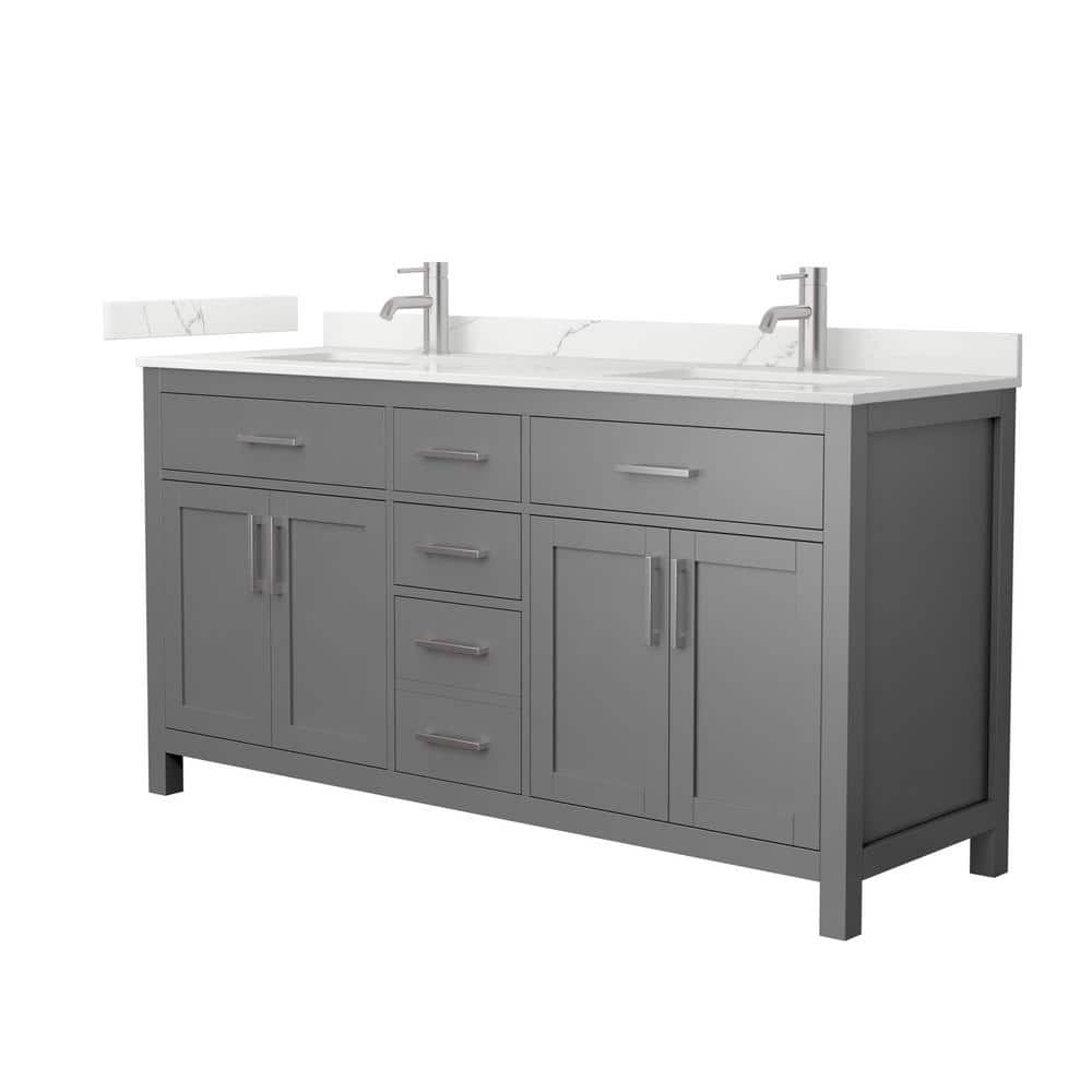Beckett 66 in. Double Freestanding Dark Gray Bath Vanity with Giotto Quartz Top (Assembled) price history on PriceWatchPro