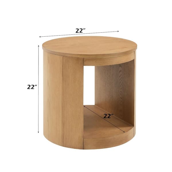 M023 ACME Furniture エンドテーブル Acme Furniture Zoey 22 in. Oak Round Wood End Table LV04216 - The