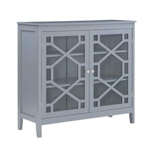 Maxwell 38.13 in. Gray Rectangle Wood Storage Accent Cabinet with Doors and Shelves