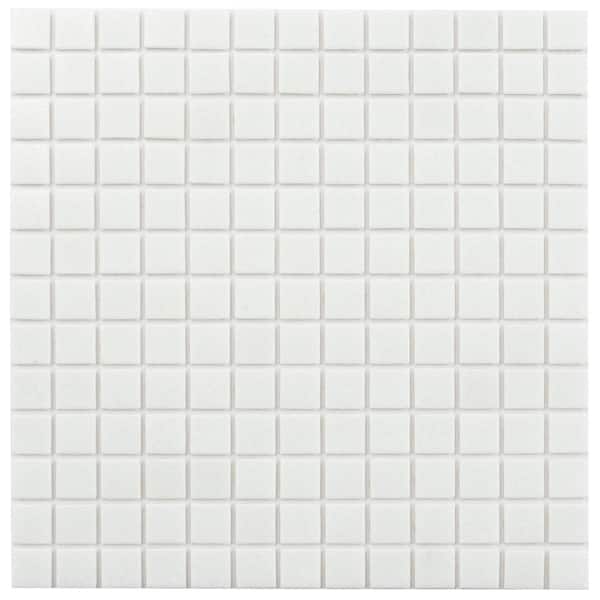 Apollo Tile Dune 4" x 6" Glossy Cotton White Glass Mosaic Uniform square Wall and Floor Sample Tile (0.13 sq. ft./Piece) (1-Pack)