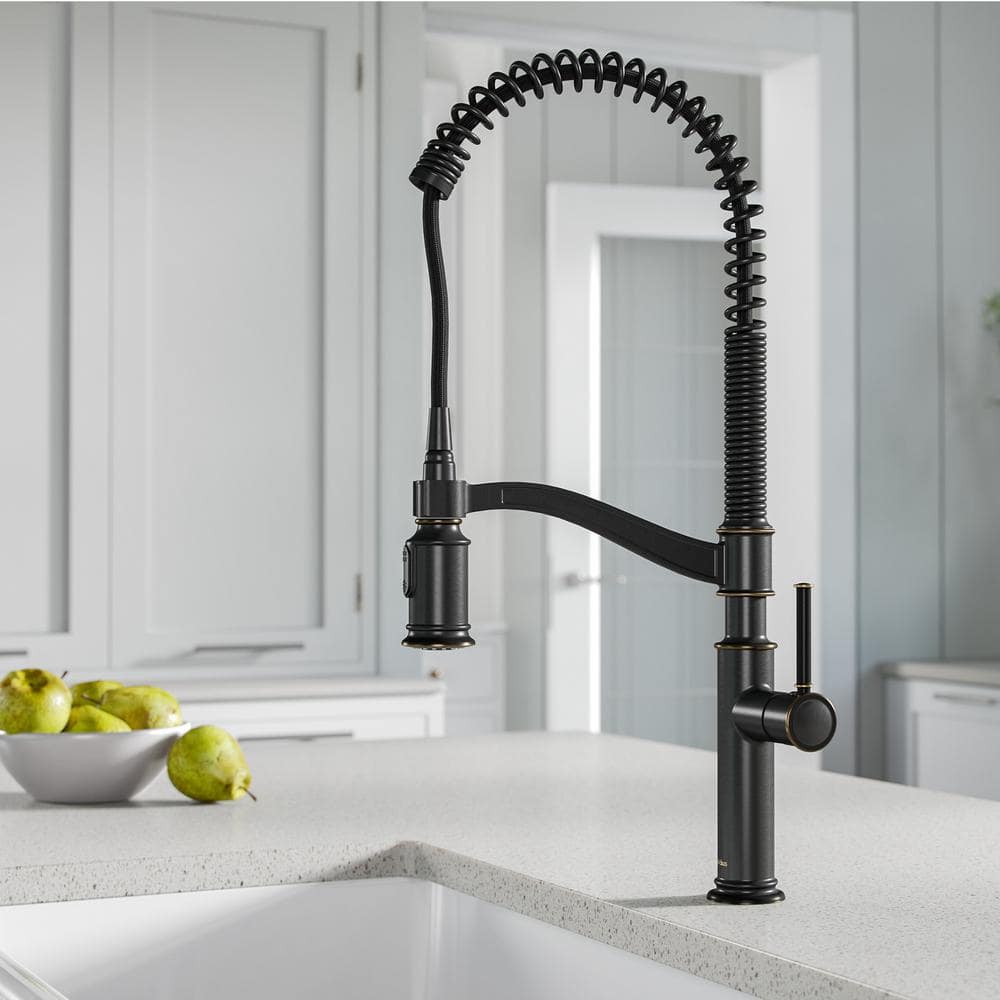 Oil Rubbed Bronze Commercial Pull-Down Kitchen Faucet
