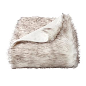 Oversized Premium Pearl White Fashion Faux Fox Hypoallergenic Throw Blanket