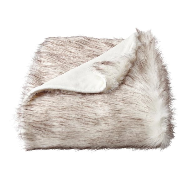 Lavish Home Oversized Premium Pearl White Fashion Faux Fox Hypoallergenic Throw Blanket