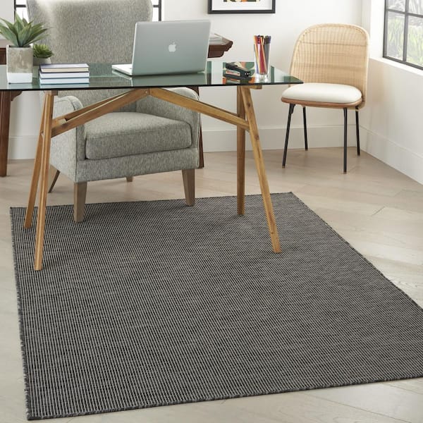 Positano Charcoal 4 ft. x 6 ft. Solid Contemporary Indoor/Outdoor Patio Area Rug