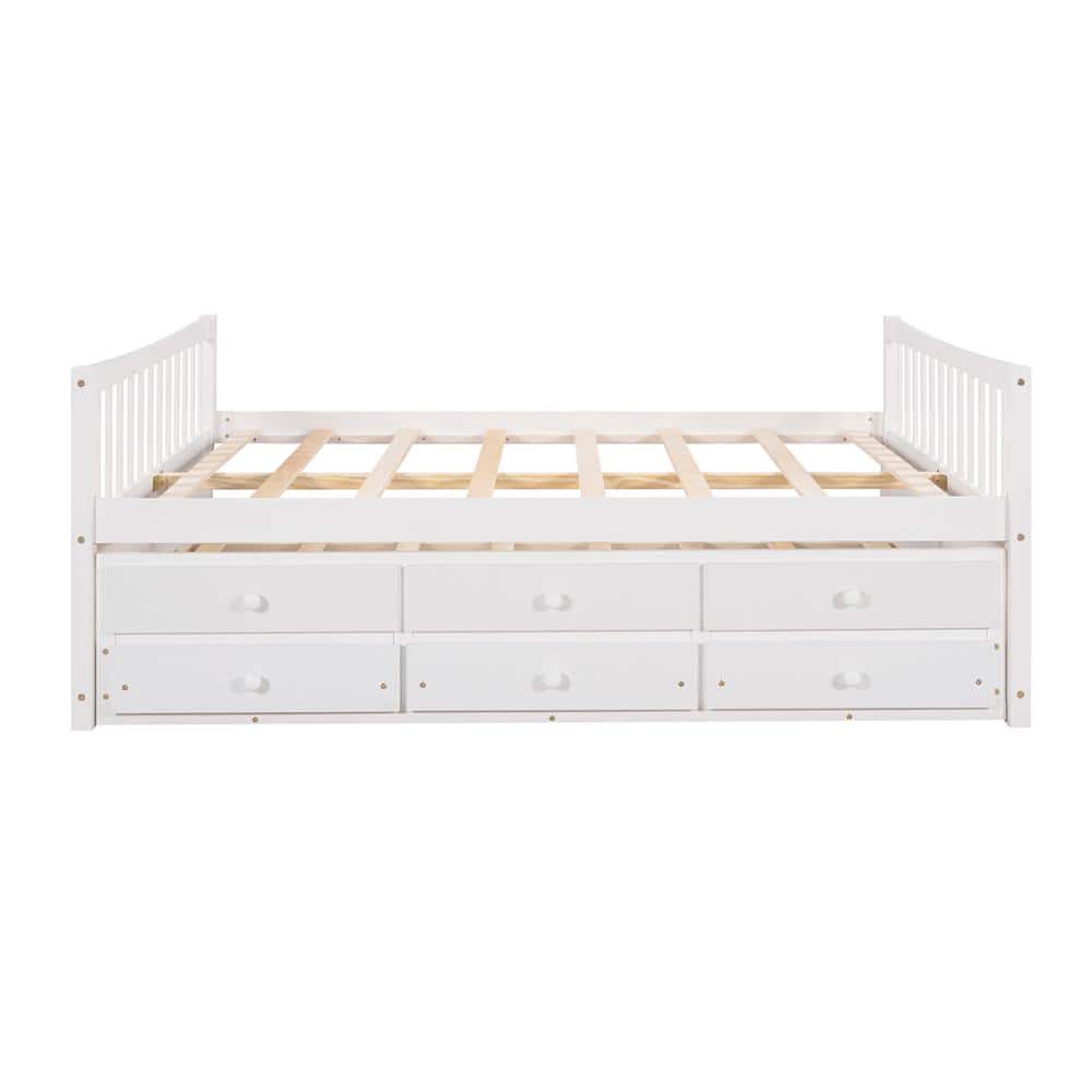 Zjoyee White Full Daybed with Trundle and Drawers LYLP000341AAK The