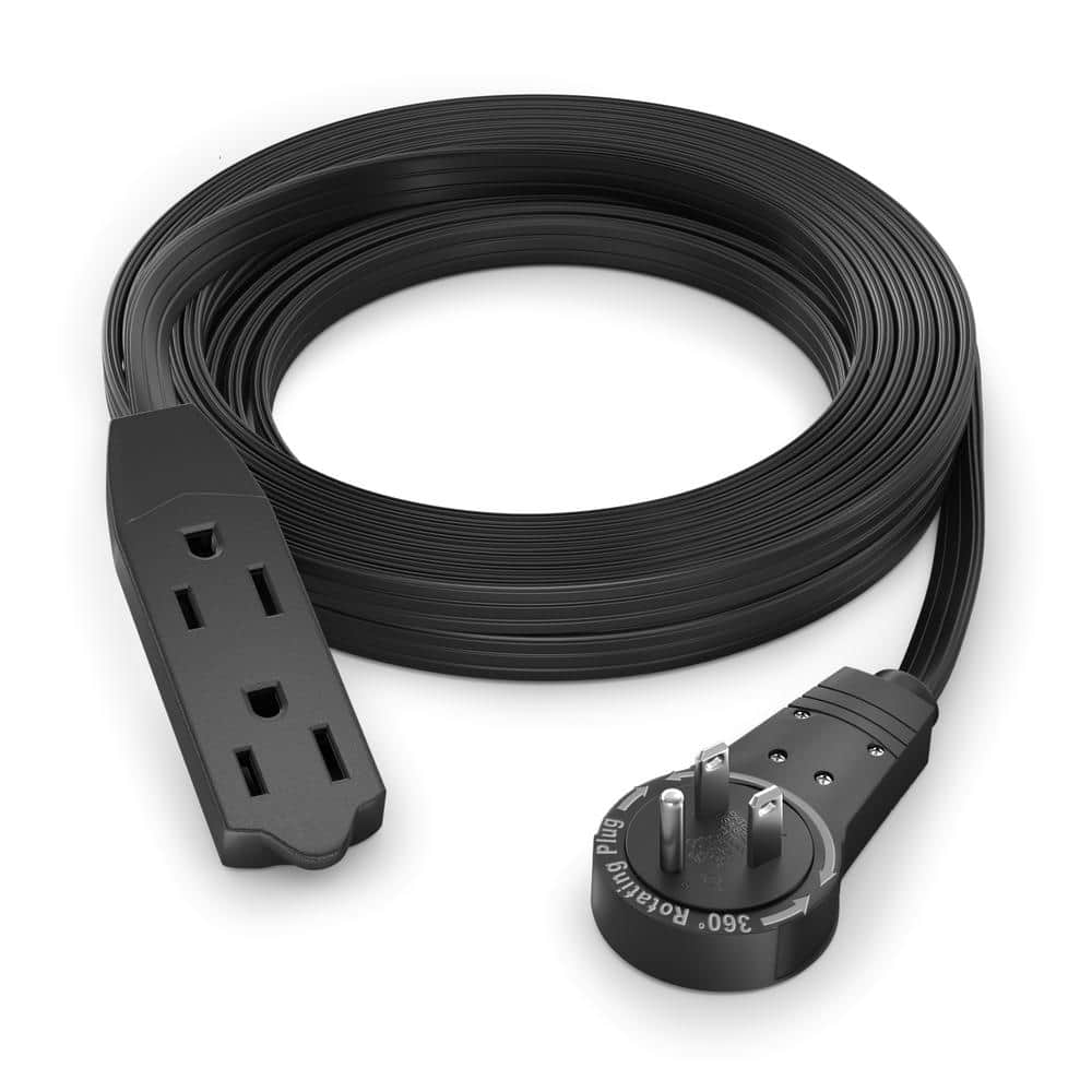 12 ft. 16/3 Light Duty Indoor Extension Cord with 360° Rotating Flat Plug 3-Outlet, 13Amps, Black price history on PriceWatchPro