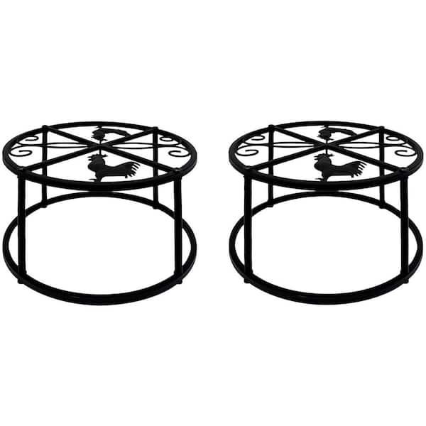 2pcs Iron Chicken Feeder Waterer Stand Metal Poultry Water Feeder Holder with Stable 4-Leg Rustproof Base