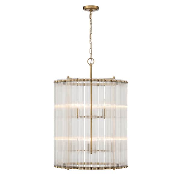 Eurofase Glasbury 8-Light Gold Chandelier with Clear Glass Shade