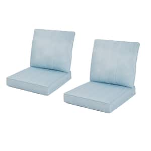 Light Blue Water-Resistant 24 x 24 Outdoor Deep Seating Lounge Chair Cushion (Set of 4) (2 Back 2 Seater)