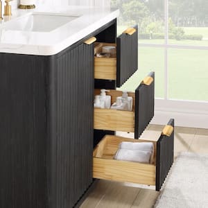 Cádiz 36 in. W x 22 in. D x 34 in. H Single Bathroom Vanity in Fir Wood Black with White Composite top and Mirror