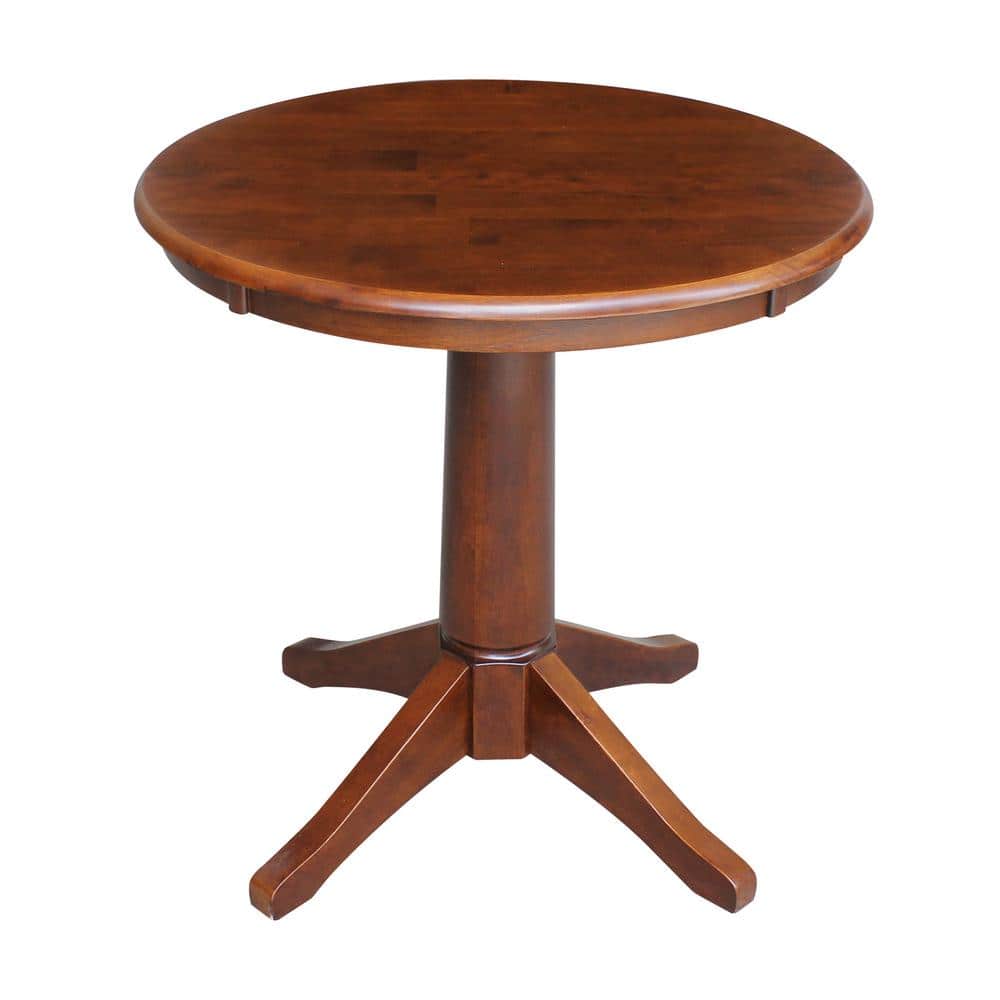 Olivia Espresso 30 inch round solid wood dining table in espresso finish.