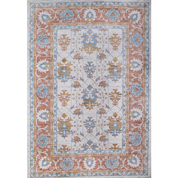 BASHIAN Ashland Ivory 8 ft. x 10 ft. (7 ft. 6 in. x 9 ft. 6 in.) Floral Transitional Area Rug
