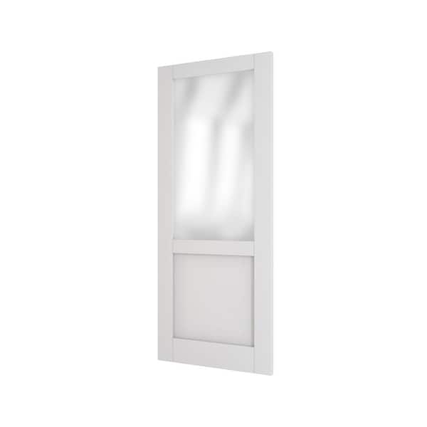 TENONER 28 in. x 80 in. 1/2 Lite, MDF Composite, White Primed, Frosted Glass Pre-Assembled Panel Interior Door Slab