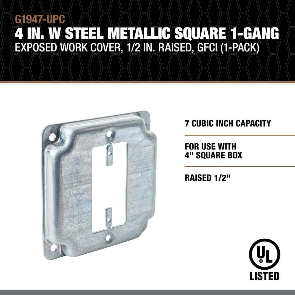 Southwire Square Steel 1-Gang Industrial Surface Cover