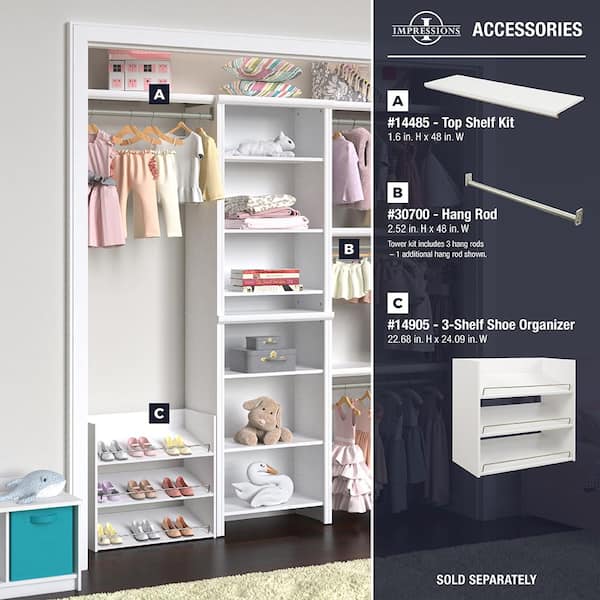 ClosetMaid Impressions Standard 60 in. W - 120 in. W White Wood Closet System 14865 - The Depot