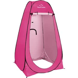 1-Person Portable Pop Up Shower Changing Toilet Tent Camping Privacy Shelters Room with Carrying Bag in Rose Red