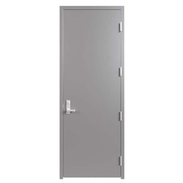 FORTIS DOORS 36 in. x 96 in. Left-Handed Gray Primed Steel