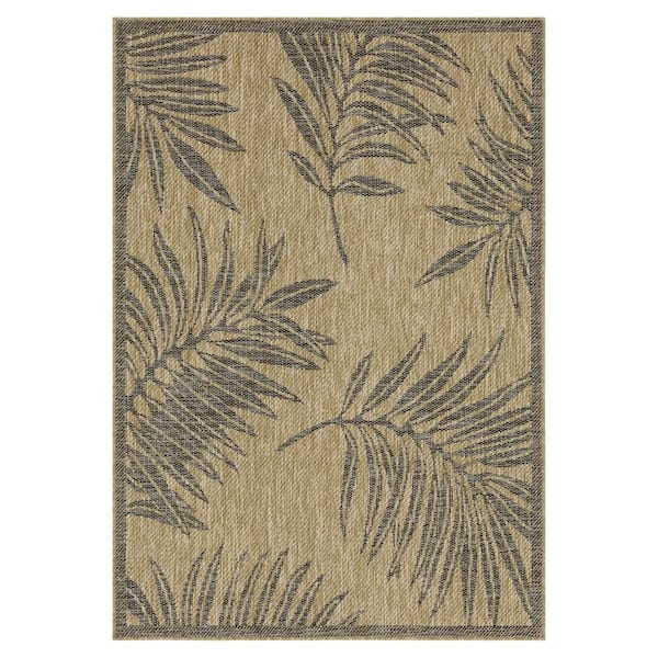Liana Jute and Black 9 ft. x 12 ft. Indoor/Outdoor Area Rug
