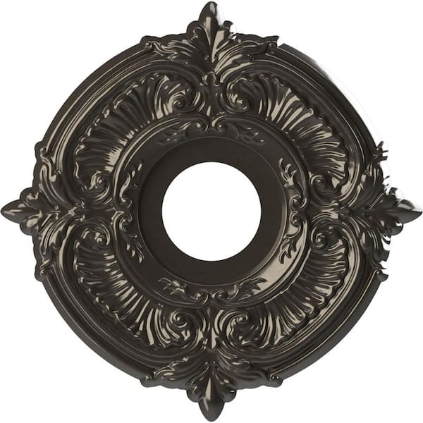 Ekena Millwork 13" O.D. x 3-1/2" I.D. x 3/4" P Attica Thermoformed PVC Ceiling Medallion (Fits Canopies up to 5") in Metallic Charcoal