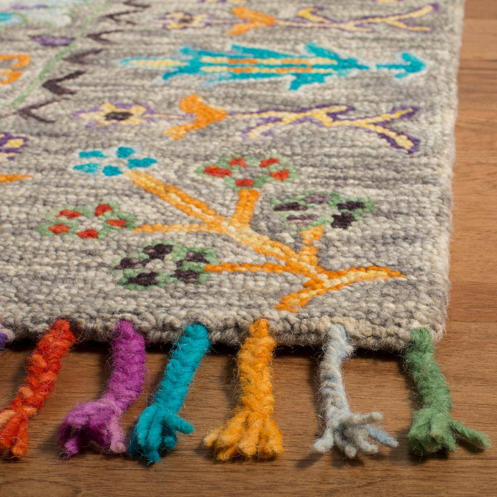 Handmade Gray Tufted Wool Rectangular 8' x 10' Area Rug