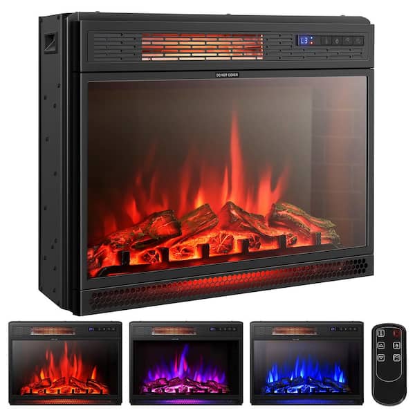 9.5 in. W Freestanding Metal Smart Electric Fireplace in Black