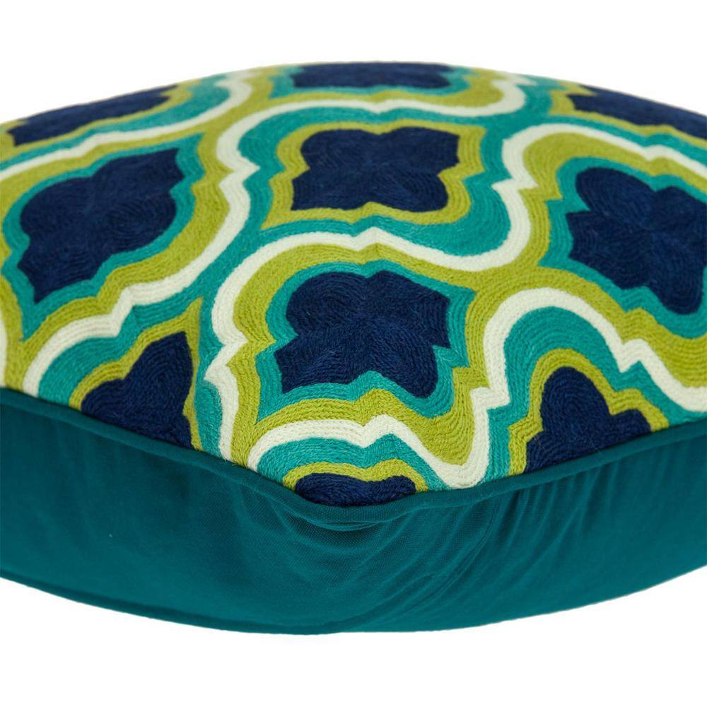 Muja Multicolor Cotton Embroidered Square Throw Pillow
