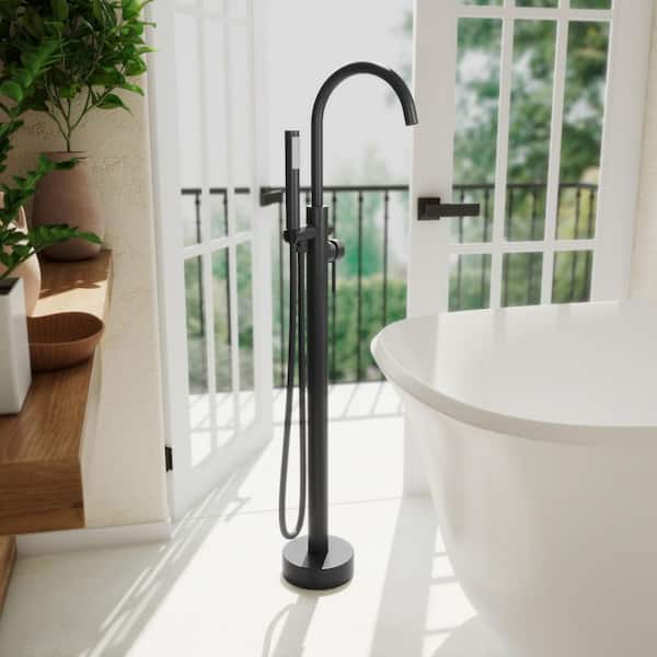 Havana Single-Handle Freestanding Tub Faucet with Handshower in Matte Black