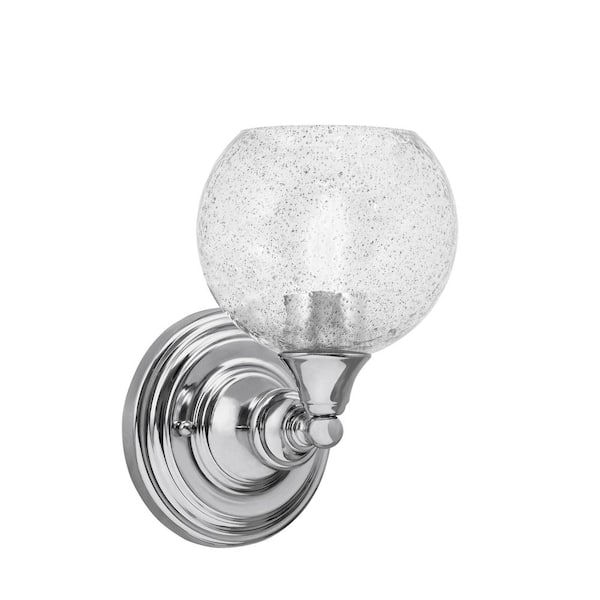 Unbranded Fulton 1-Light Chrome Wall Sconce 5.75 in. Smoke Bubble Glass