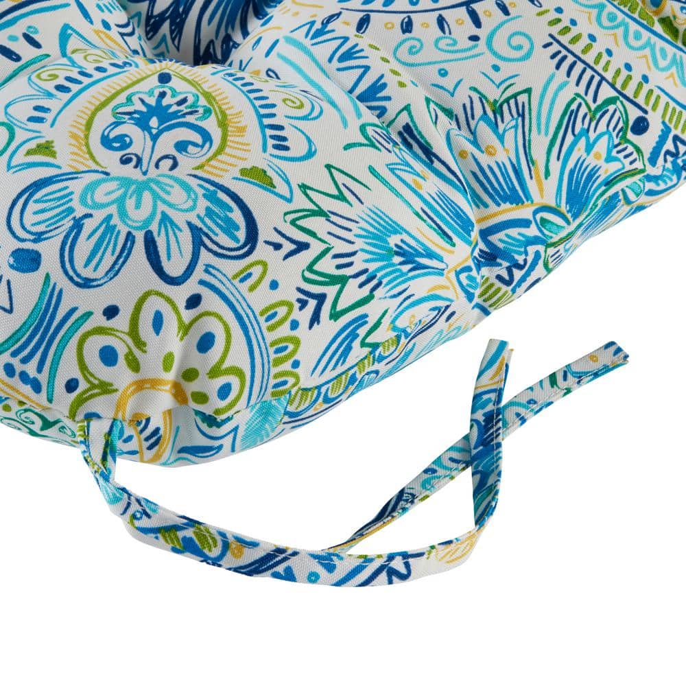 Baltic Paisley Plush Square Outdoor Chair Cushion Pair