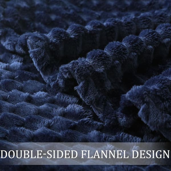 Afoxsos Modern Extra Large Soft Fleece Navy Blue Throw Blanket for