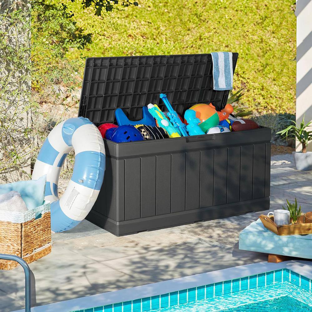 Black Resin Lockable 85 Gallon Outdoor Deck Box
