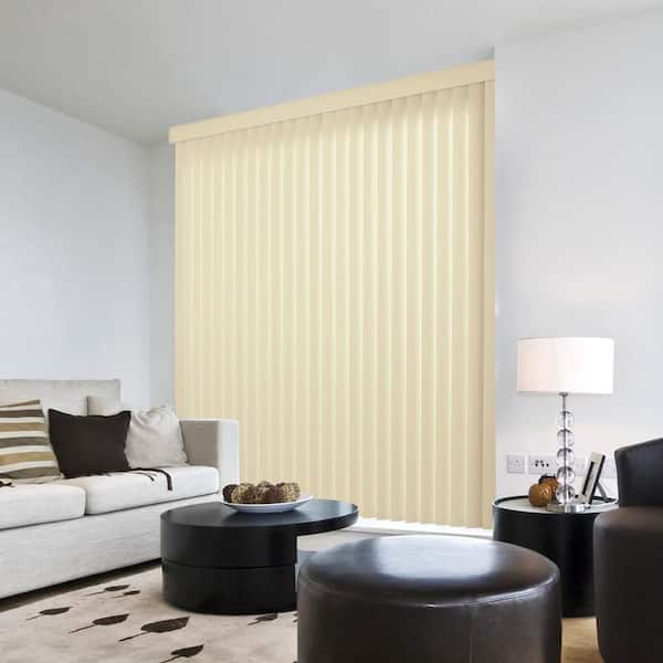 Home Decorators Collection Crown Alabaster Cordless Smooth Vertical Louvers (9 Pack) - 3.5 in. W x 83.5 in. L (Actual Size 3.5 in. W x 82 in. L )
