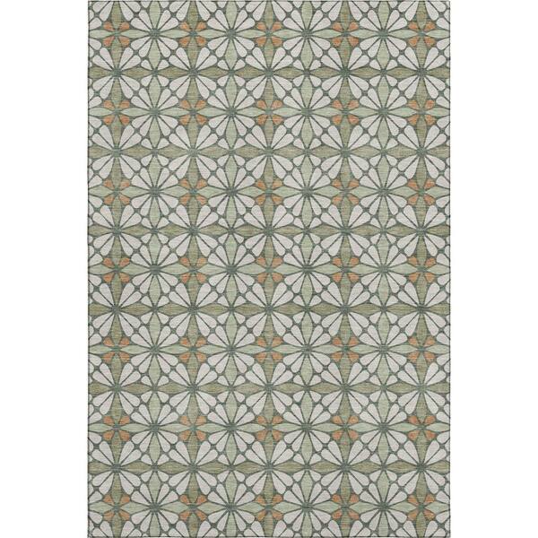 Mayfield Premium Machine Washable Abstract AMF2469 Linen 9 ft. x 12 ft. Area Rug