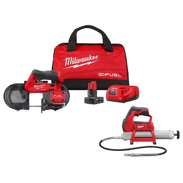 M12 FUEL 12V Lithium-Ion Cordless Compact Band Saw XC Kit with Grease Gun