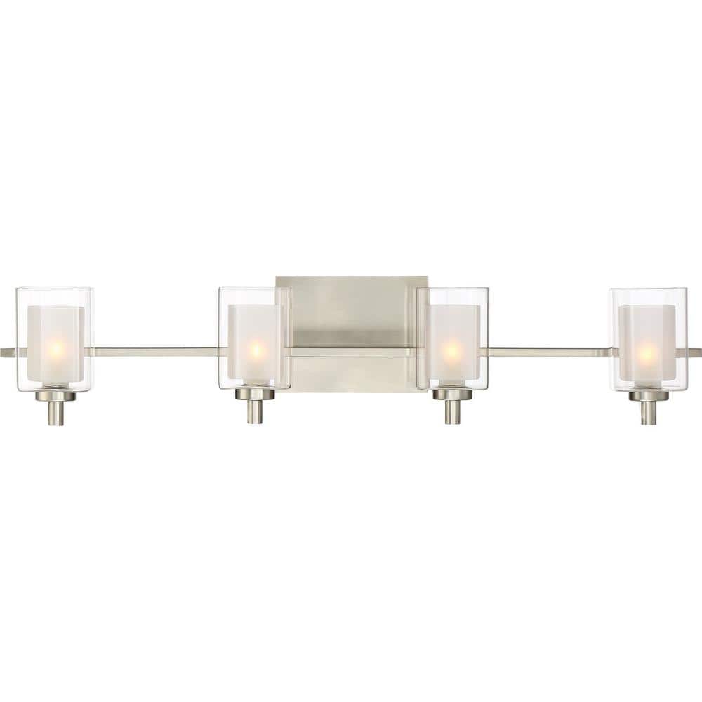 Kolt 29" Brushed Nickel Vanity Light with Frosted Glass Shades