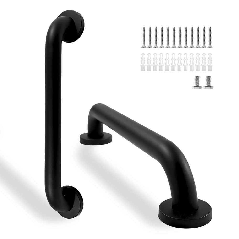 2-Pack 16 in. x 1.25 in. Concealed Screw Wall Mounted Safety Grab Bar in Black for Bathtubs and Showers price history on PriceWatchPro