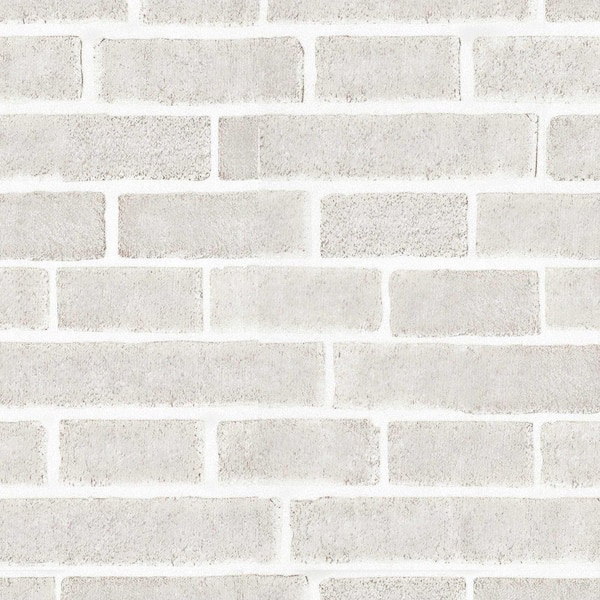 Pastel Grey Brick Peel & Stick Roll Wallpaper, Drop Match Faux Brick Contact Paper (covers 32.3 sq. ft. )