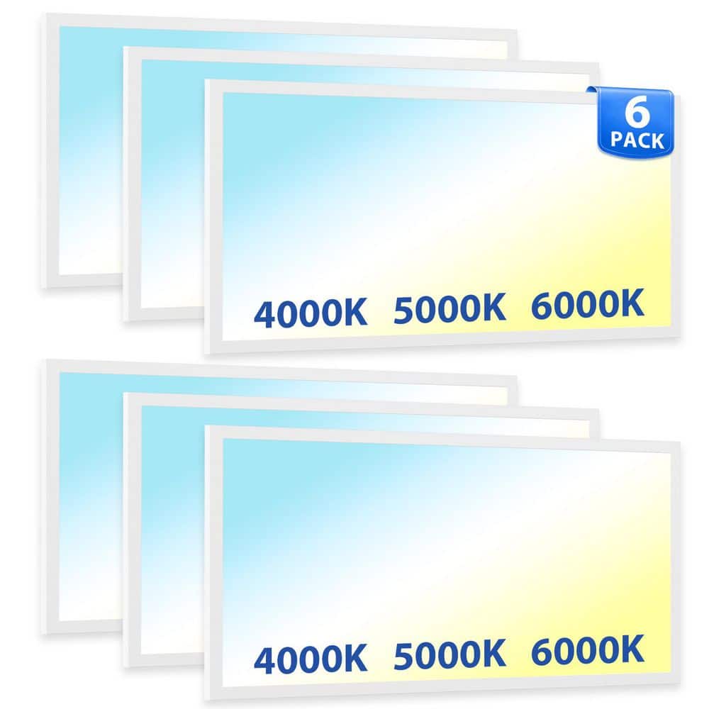6-Pack 2 ft. x 4 ft. 6250 Lumen Dimmable Integrated LED Flat Panel Ceiling Flush Mount Fixture with Selectable 3CCT price history on PriceWatchPro