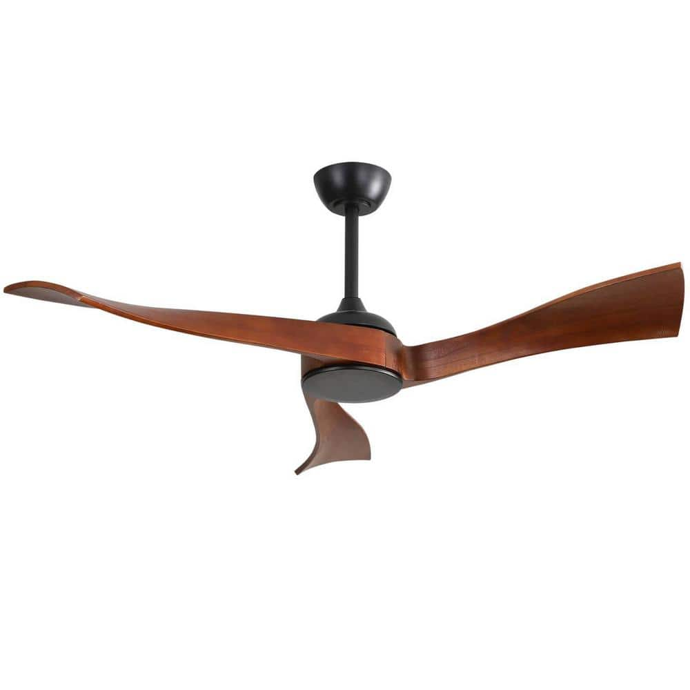 FIRHOT 52 in. Indoor/Outdoor Black Ceiling Fan with Remote Control and ...