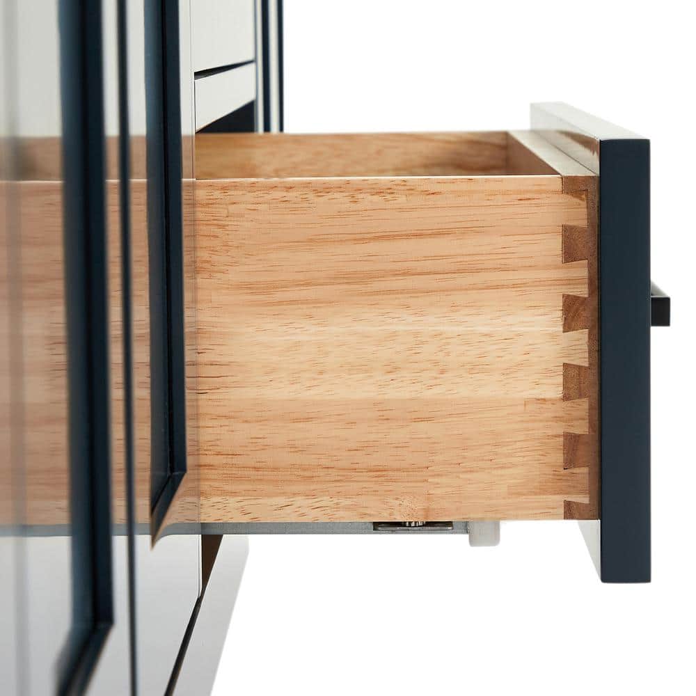 Midnight Blue Hardwood Freestanding Double Bathroom Vanity