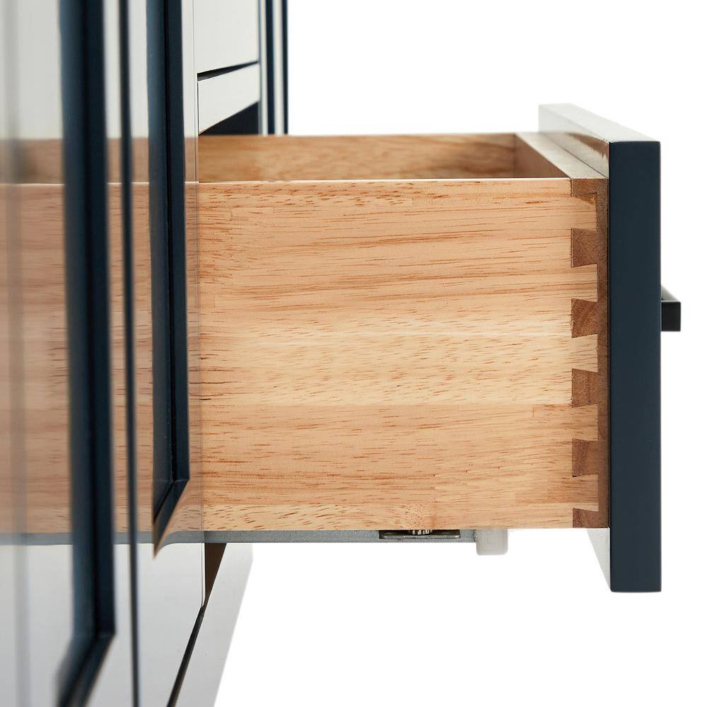 Midnight Blue Hardwood Freestanding Double Bathroom Vanity