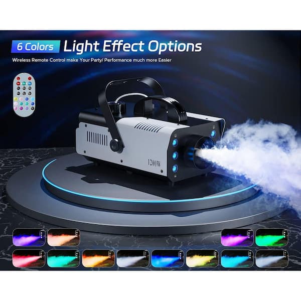 Justincity 1200-Watt RGB Fog Machine with 6 Colorful LED Lights, 1