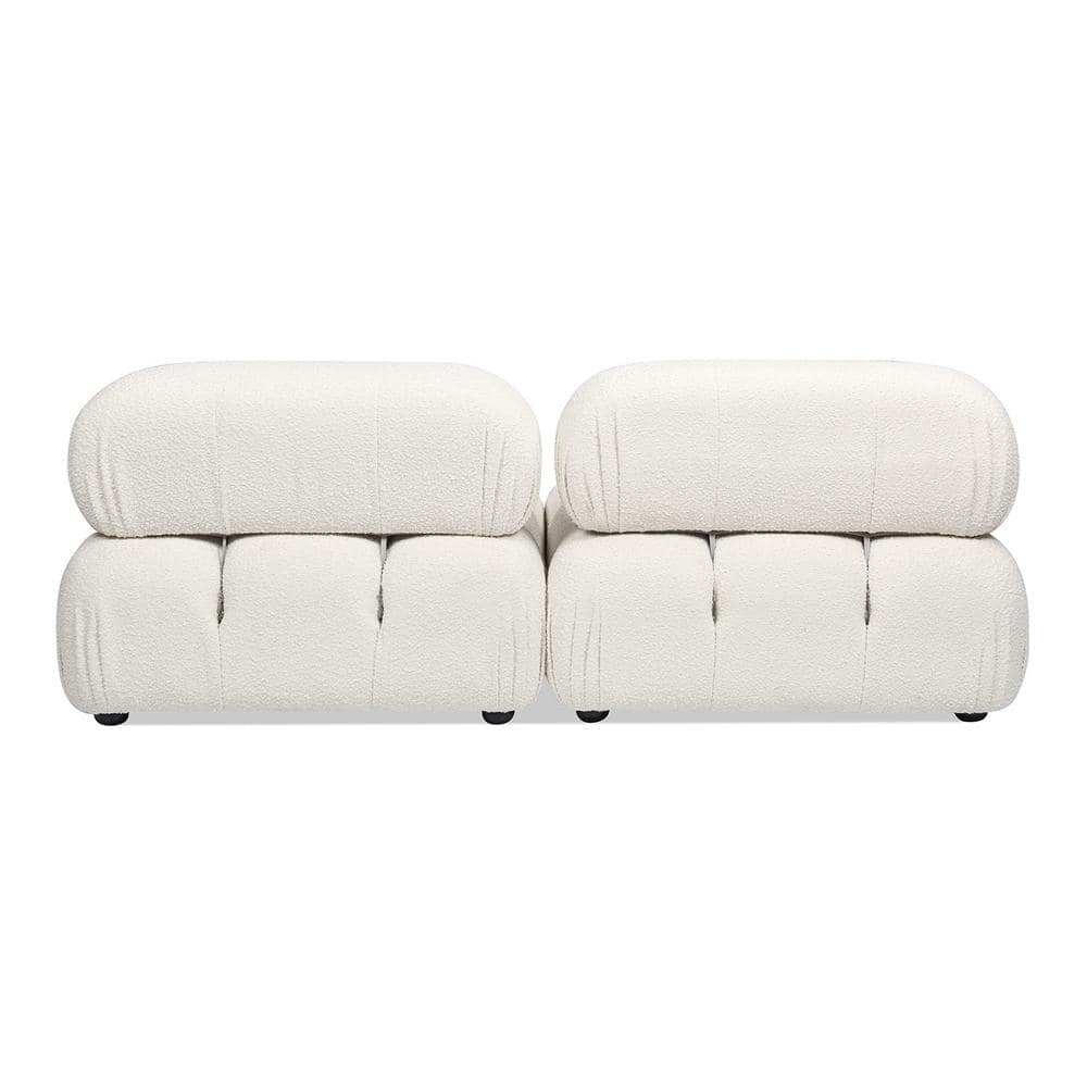 Ivory White Bouclé 72.5" Modular Tufted Loveseat Sofa