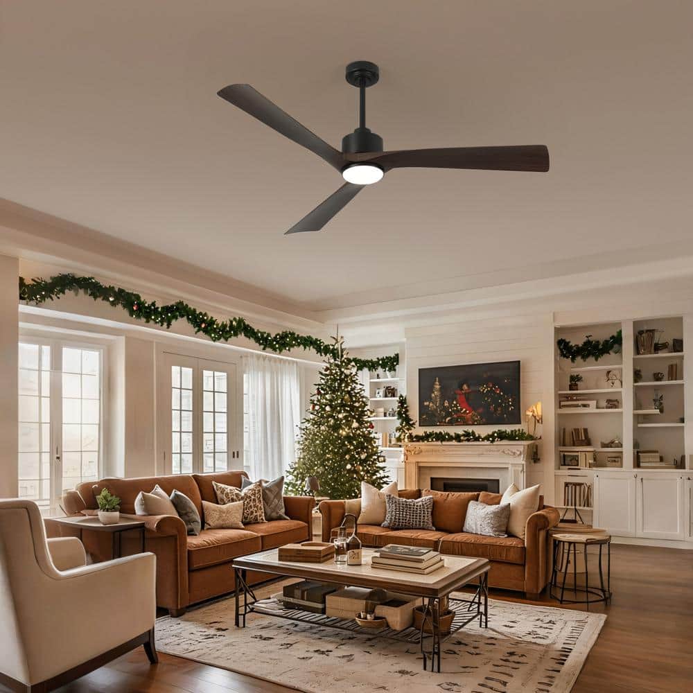 TOZING 60 in. Smart Indoor Wood Low Profile Ceiling Fan with